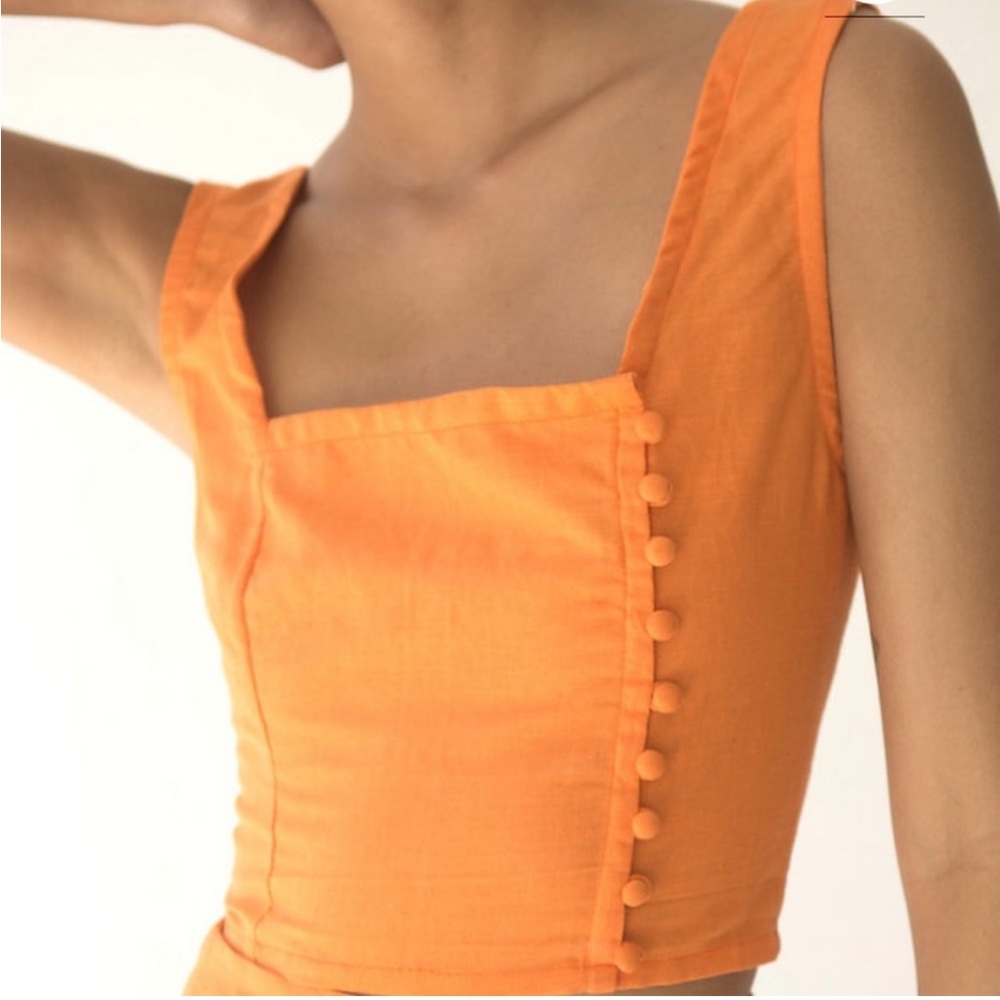 NWOT Tach Clothing Agate Linen Tank Top in Orange